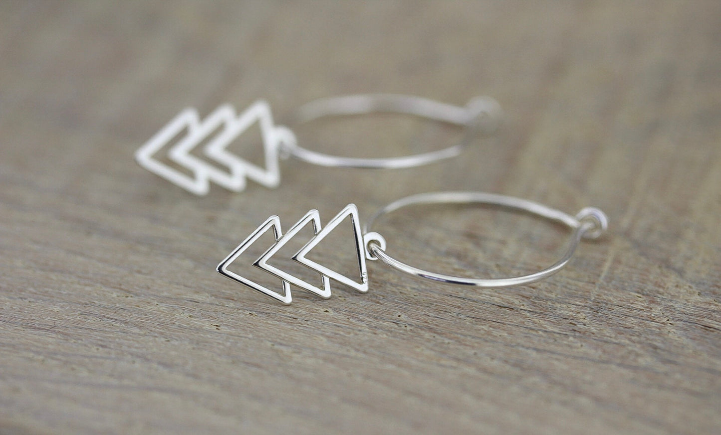 Sterling Silver Triangle Hoop Earrings - Geometric Silver Earrings, Silver Hoop Earrings, Modern Earrings