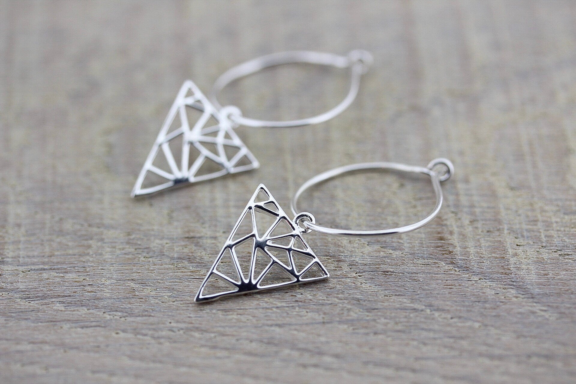 Geometric Earrings/Silver Geometric Earrings/Silver Dangle Earrings/Sterling silver Earrings/Triangle Dangle Earrings/Geometric Jewellery