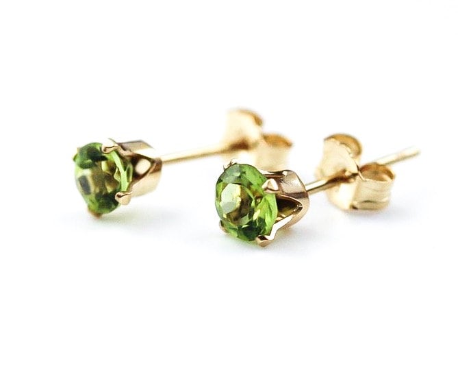 Dainty Gold Filled Peridot Gemstone Earrings - Birthstone Stud Earrings, Gifts for Birthdays & Special Occasions for Women or Girls