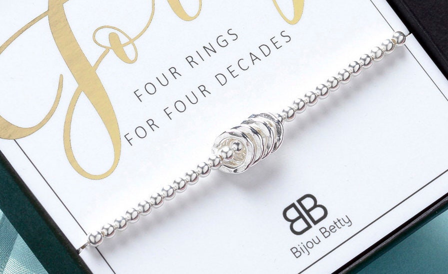 40th Birthday Bracelet/40th Birthday Gift For Her, 40th Birthday Ideas, 40th Birthday Gift For Daughter, 40th Birthday, Silver 40th Bracelet