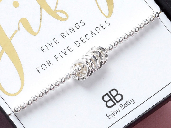 50th Bracelet, 50th Birthday Gift, 50th Birthday Ideas, 50th Birthday For Daughter, 50th Birthday, Silver 50th Bracelet, 50th Gift For Her