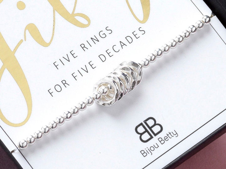 50th Birthday Bracelet | 50th Birthday Gift For Her, 50th Birthday Gift For Daughter, Mum, Sister, Friend, Decades Bracelet