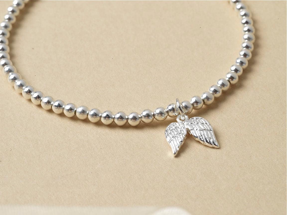 Angel Wing Bracelet - 925 Sterling Silver Stretch Bracelet - Gift for Women, Girls, Friends, Colleagues, Birthday Gifts, Bridemaids Gift