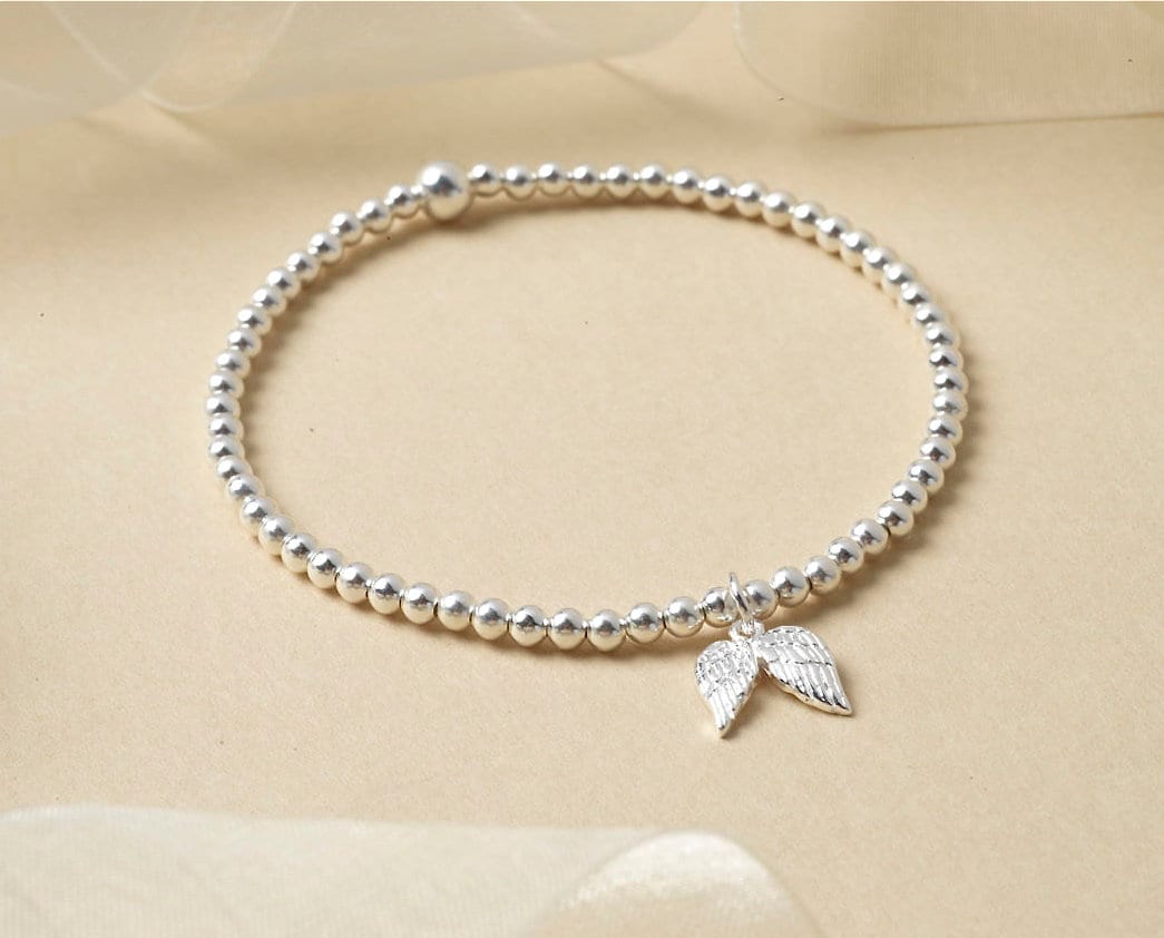 Angel Wing Bracelet - 925 Sterling Silver Stretch Bracelet - Gift for Women, Girls, Friends, Colleagues, Birthday Gifts, Bridemaids Gift