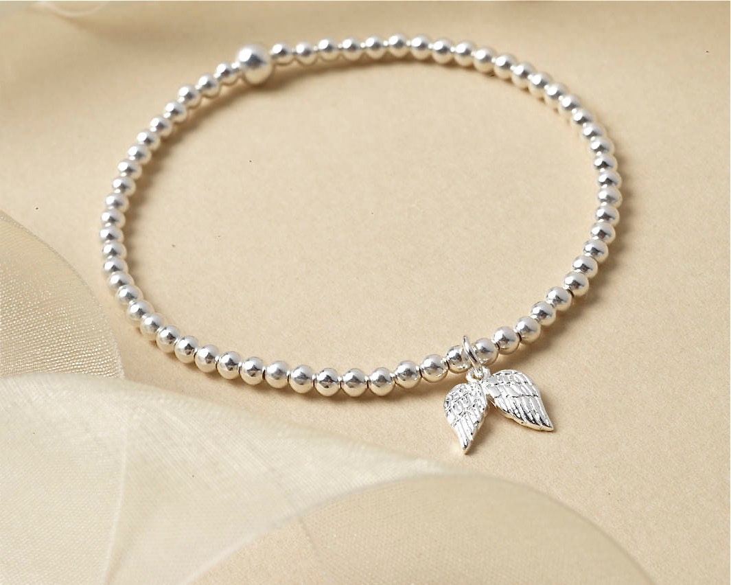 Guardian Angel Bracelet - Angel Wing Bracelet - Angel Bracelet - Wing Bracelet - Silver Feather Bracelet - Remembrance Gift- Solid Silver