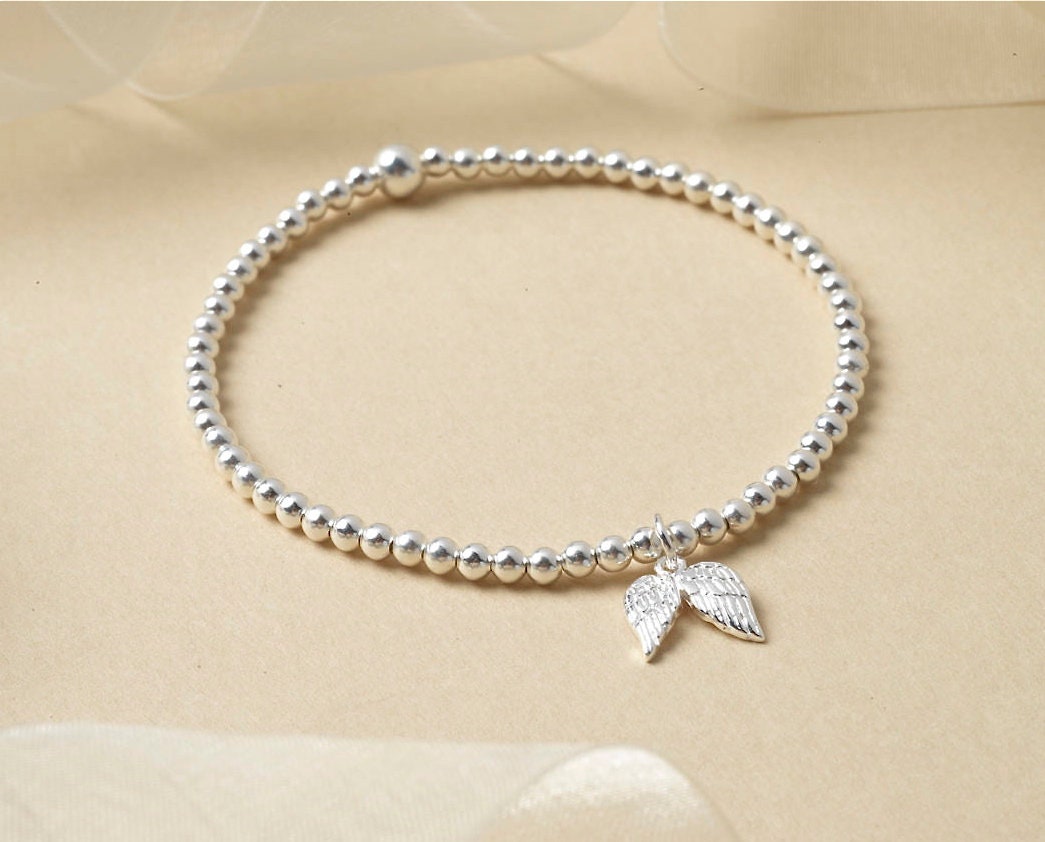 Guardian Angel Bracelet - Angel Wing Bracelet - Angel Bracelet - Wing Bracelet - Silver Feather Bracelet - Remembrance Gift- Solid Silver