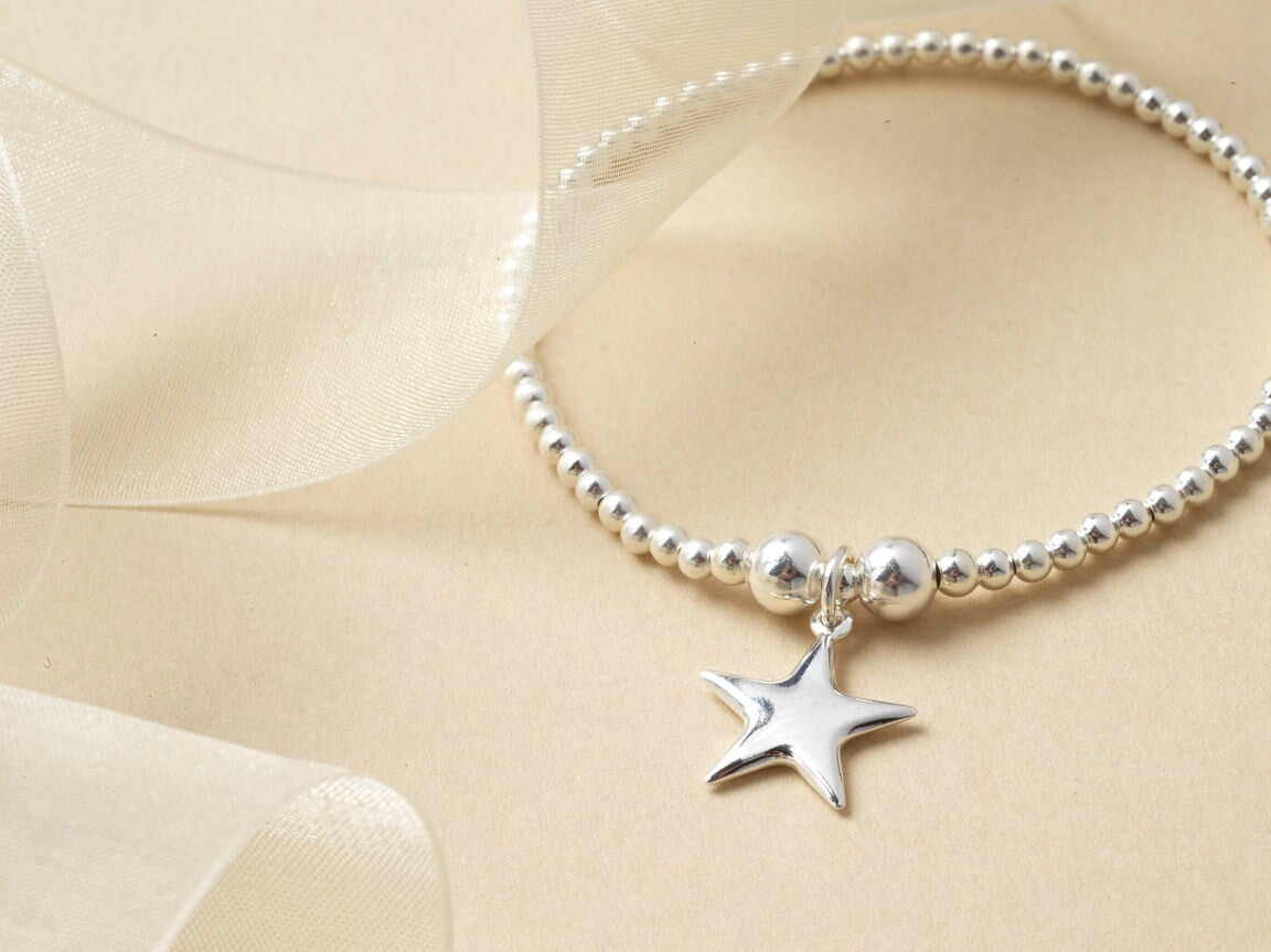 Sterling Silver Stretch Bracelet, Silver Star Bracelet, Star Jewellery, Star Bracelet, Star Stretch Bracelet, Gift For Her, Stack Bracelet