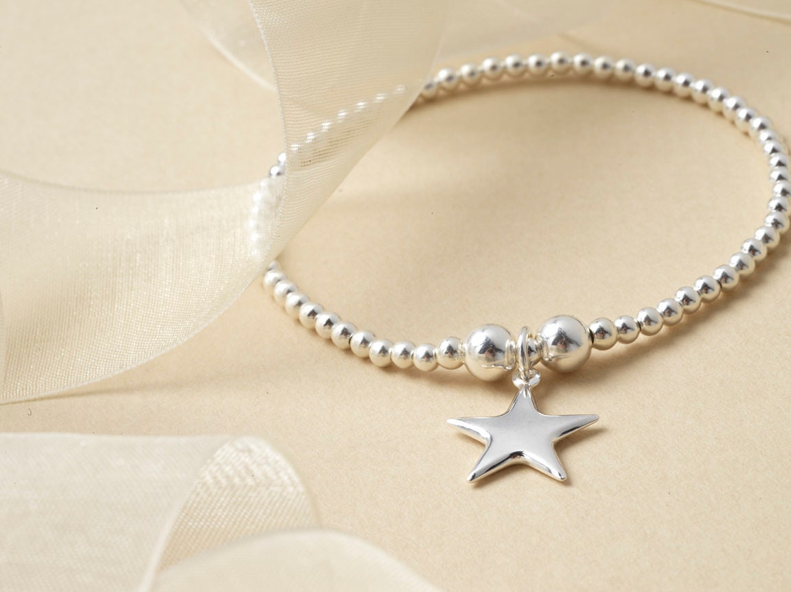 Sterling Silver Star Bracelet - Stretch Bracelet - Star Jewellery - Stackable Jewellery