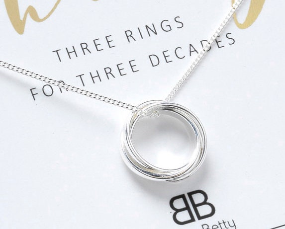 Elegant 30th Birthday Sterling Silver Decades Necklace