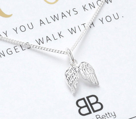 GUARDIAN ANGEL NECKLACE/Angel Wing Necklace/Angel Necklace/Wing Necklace/Silver Feather Necklace/Silver Wing Necklace/Remembrance Gift