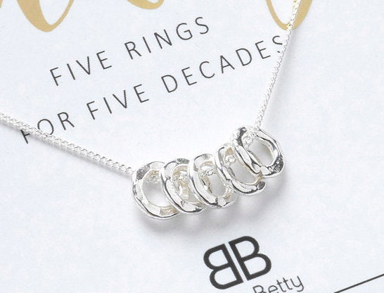 50th Birthday Gift , 50th Gift For Her, 50th Birthday For Daughter, 50th Birthday Silver Necklace , 50th For Friend, 50th Jewellery