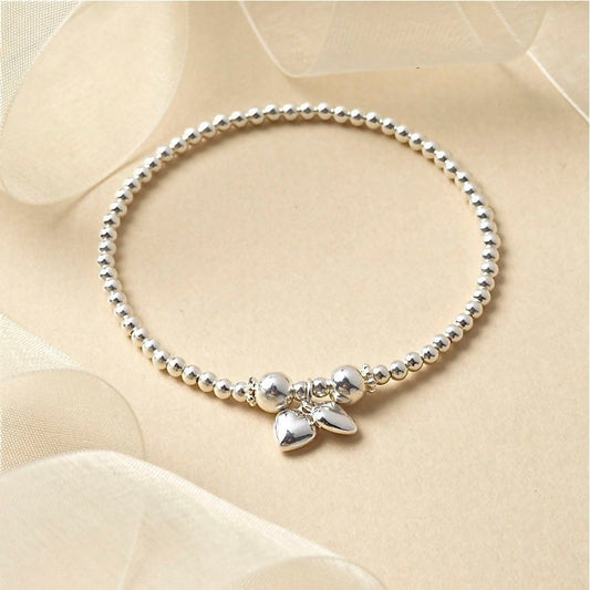 Silver Heart Bead Bracelet | Bridesmaids, Daughters, Mums, Sisters Gift