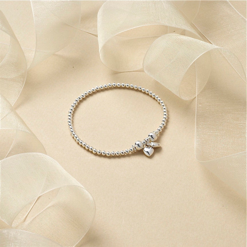 Silver Heart Bead Bracelet | Bridesmaids, Daughters, Mums, Sisters Gift