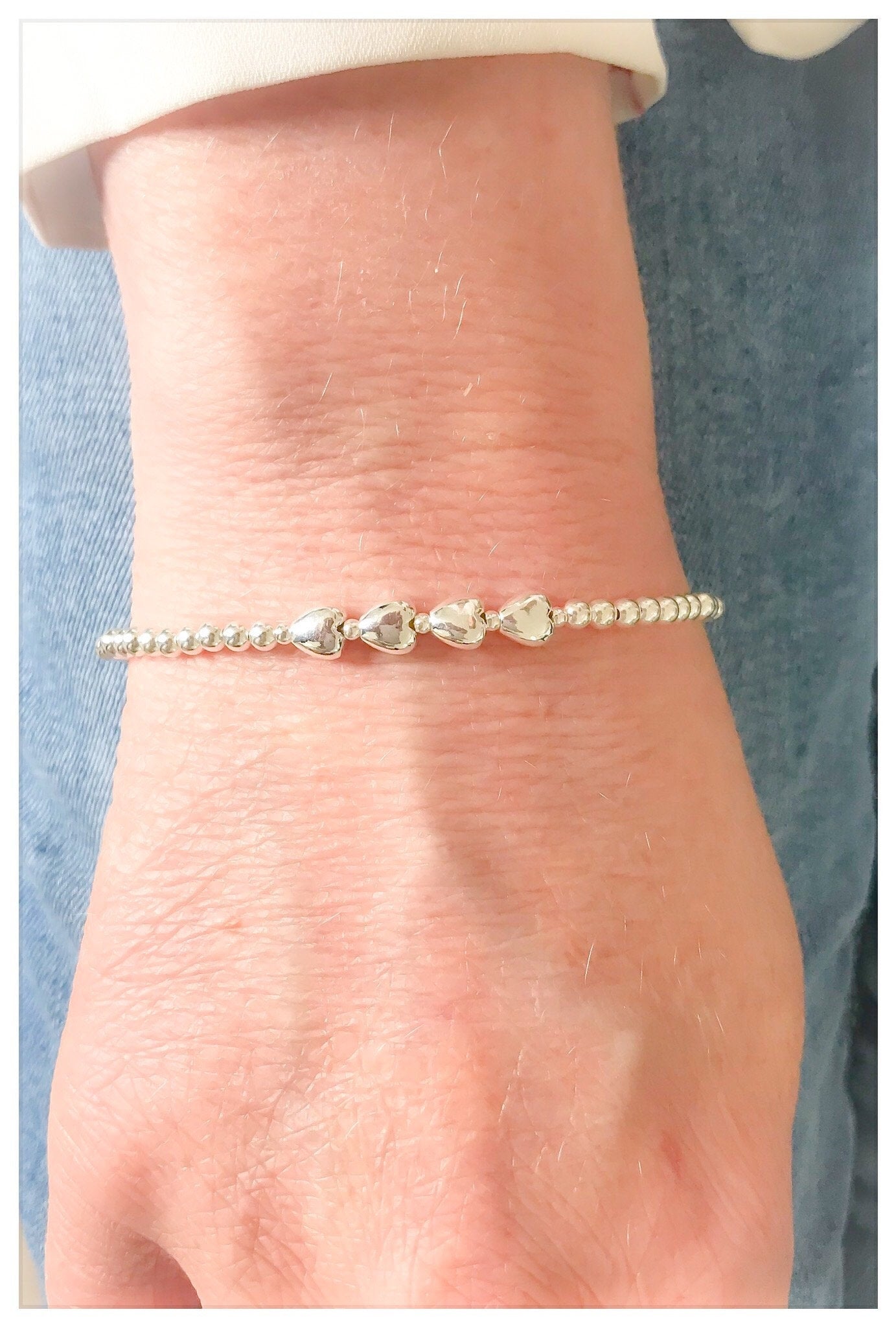 40th Birthday Gift Silver Bracelet | Four Heart Decades Gift for Mum, Sister, Daughter, Niece or Friend