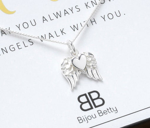 Angel Wings Necklace, Angel Necklace, Protection Necklace, Memorial Necklace, Remembrance Necklace, Silver Angel Necklace, Sympathy gift