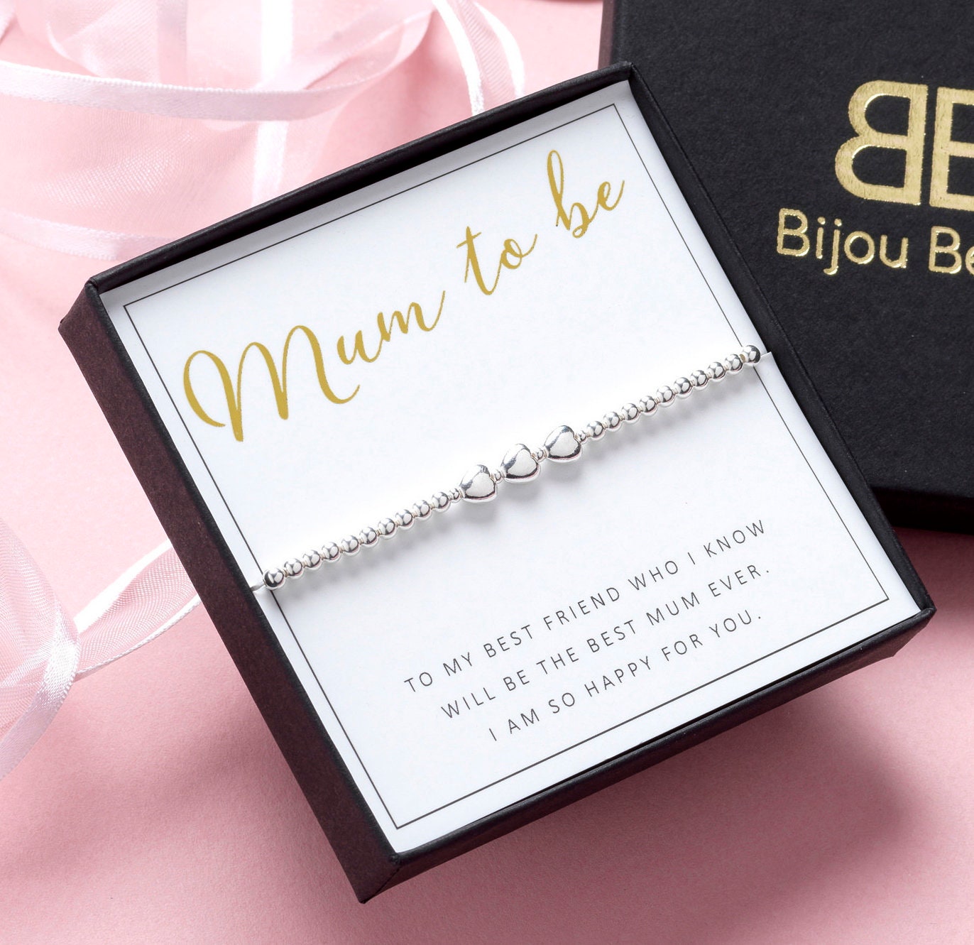 New Mum Gift | Sterling Silver Bracelet with Keepsake Card | Baby Shower Gift