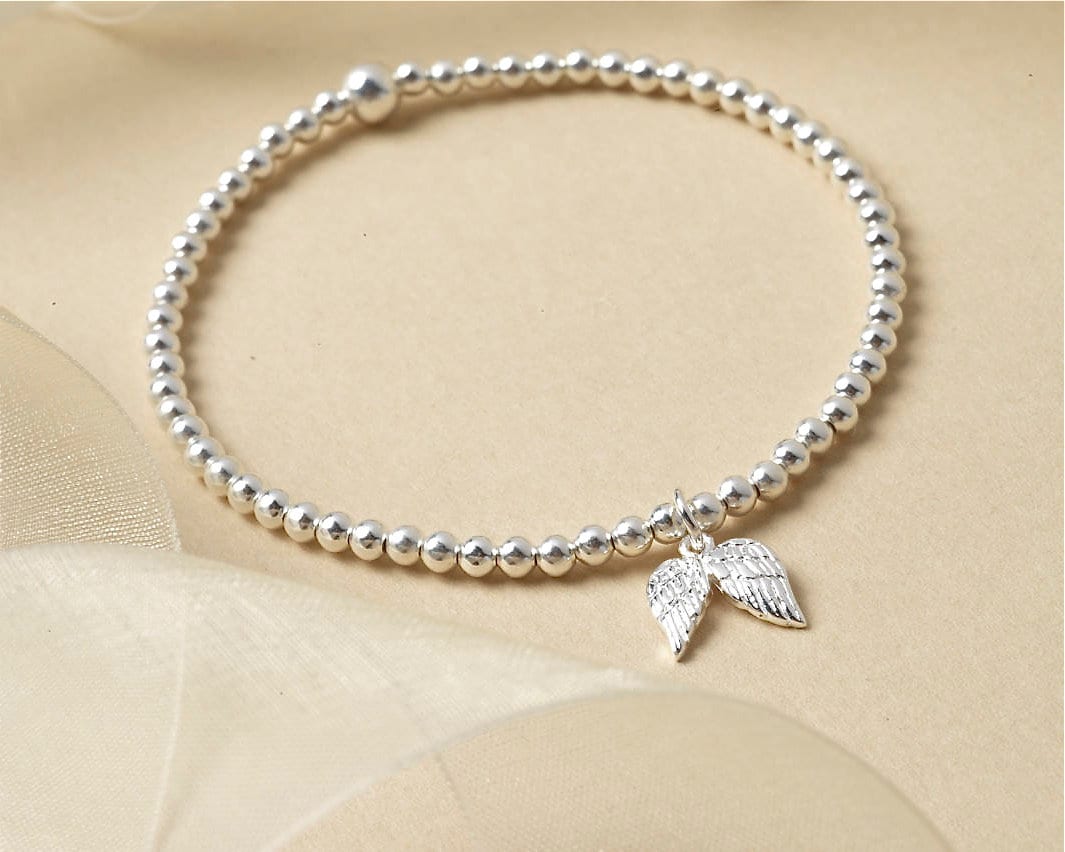 Angel Wing Bracelet - 925 Sterling Silver Stretch Bracelet - Gift for Women, Girls, Friends, Colleagues, Birthday Gifts, Bridemaids Gift