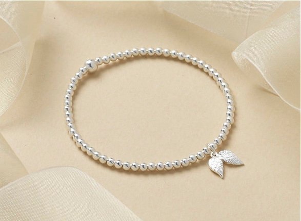 Angel Wing Bracelet - 925 Sterling Silver Stretch Bracelet - Gift for Women, Girls, Friends, Colleagues, Birthday Gifts, Bridemaids Gift