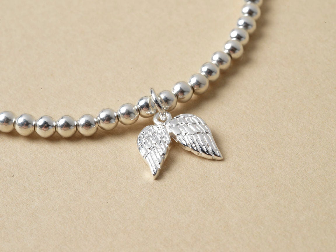 Guardian Angel Bracelet - Angel Wing Bracelet - Angel Bracelet - Wing Bracelet - Silver Feather Bracelet - Remembrance Gift- Solid Silver