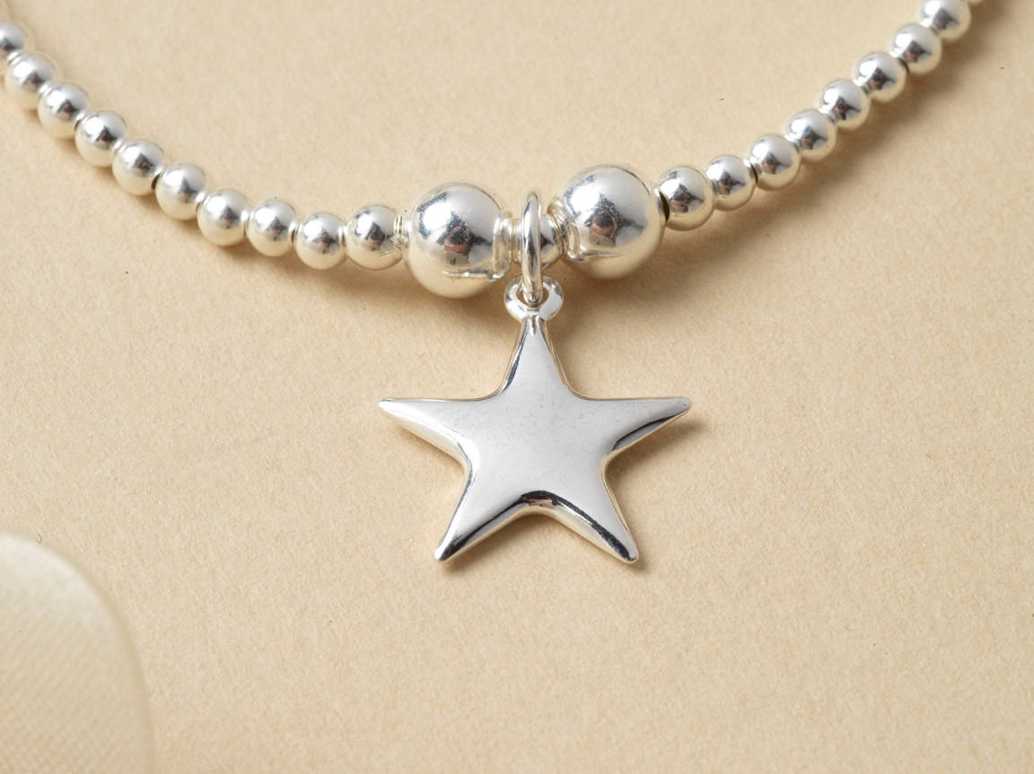 Sterling Silver Star Bracelet - Stretch Bracelet - Star Jewellery - Stackable Jewellery