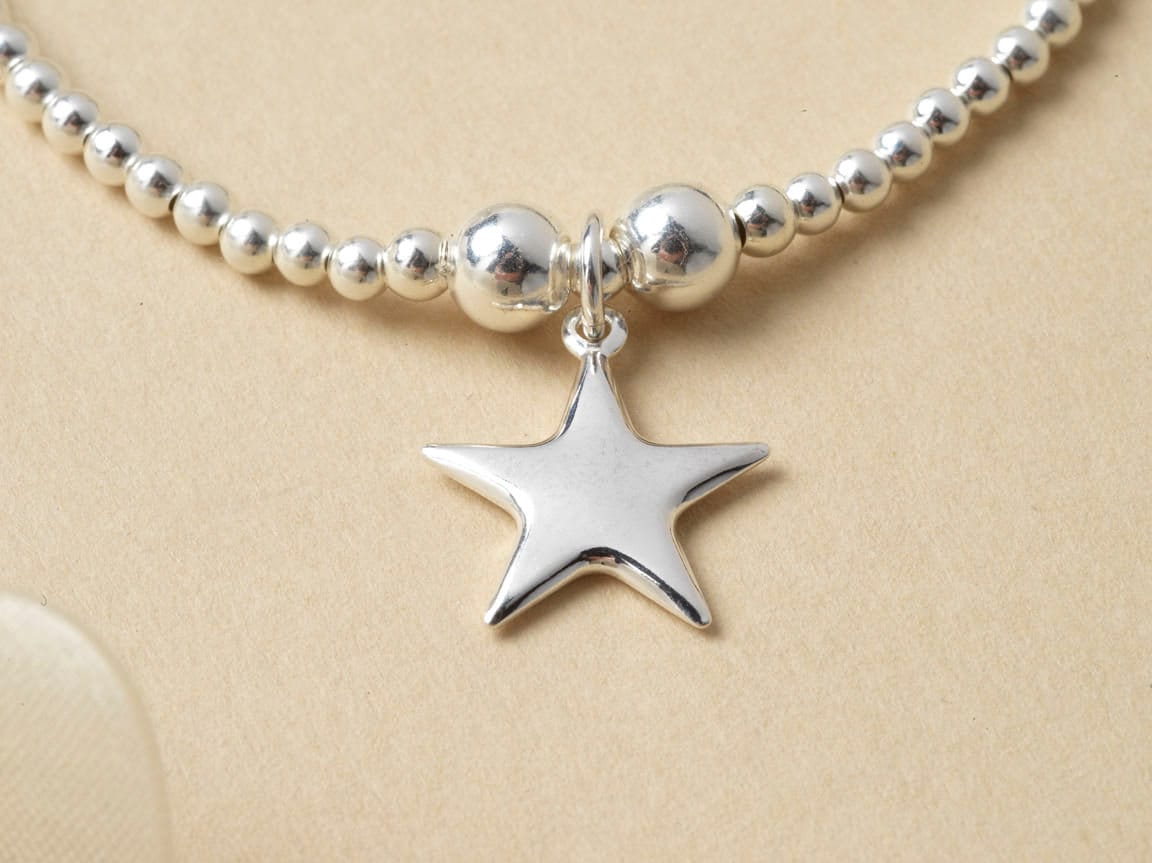 Sterling Silver Stretch Bracelet, Silver Star Bracelet, Star Jewellery, Star Bracelet, Star Stretch Bracelet, Gift For Her, Stack Bracelet