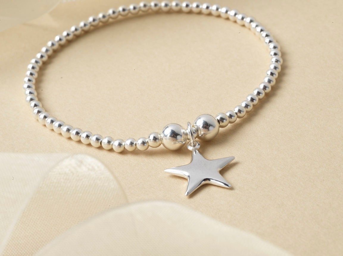 Sterling Silver Star Bracelet - Stretch Bracelet - Star Jewellery - Stackable Jewellery