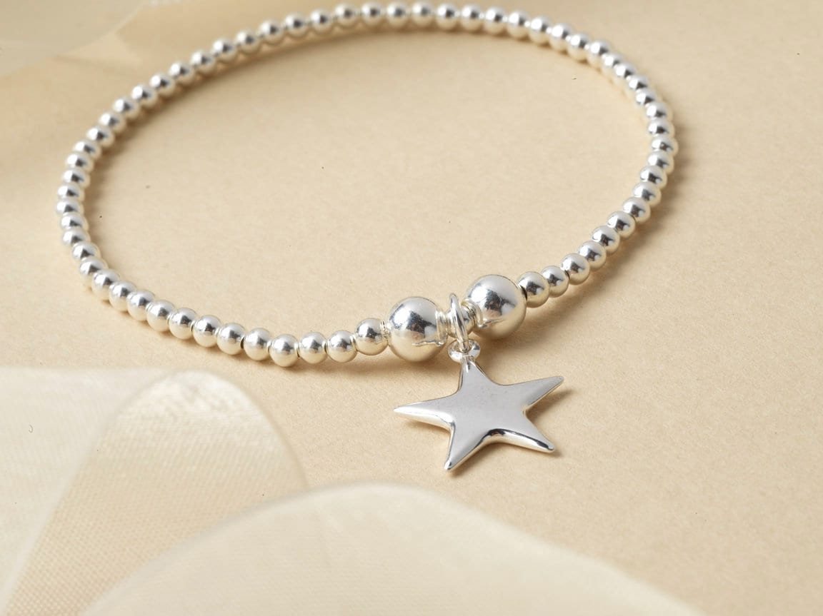 Sterling Silver Stretch Bracelet, Silver Star Bracelet, Star Jewellery, Star Bracelet, Star Stretch Bracelet, Gift For Her, Stack Bracelet