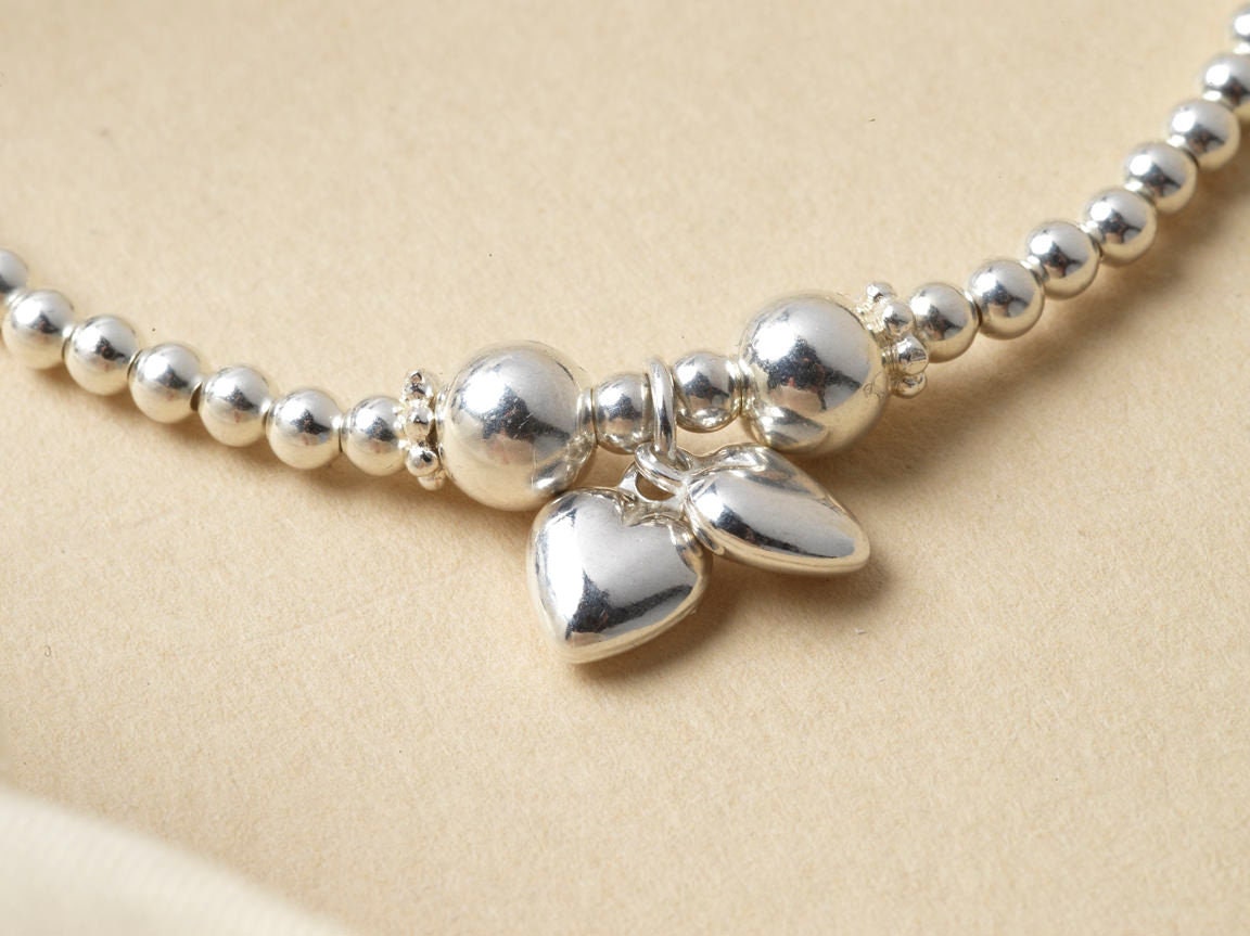 Silver Heart Bead Bracelet | Bridesmaids, Daughters, Mums, Sisters Gift