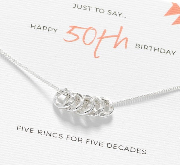 50th Birthday Silver Necklace - 50th Birthday Gift - 50th Gift For Her - 50th Birthday For Daughter - 50th For Friend - 50th Jewellery