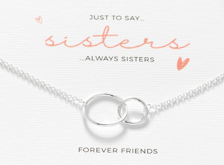 Sister Necklace Gift Sister Gifts for Sister Birthday Gift for Sister Jewelry Gift for Sister Gift Card Silver Circles Necklace or Bracelet