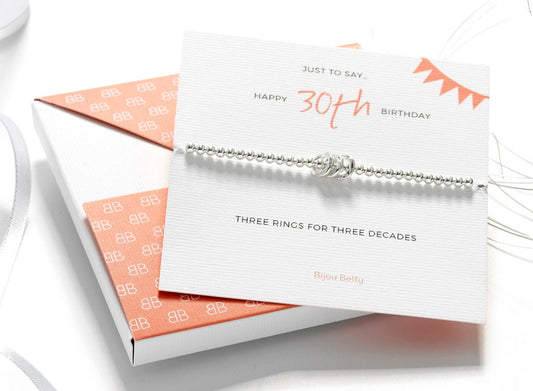 30th Birthday 3 Decades Bracelet - Solid Sterling Silver Milestone Jewellery - 30th Birthday Gift For Her - 30th Birthday Gift For Daughter