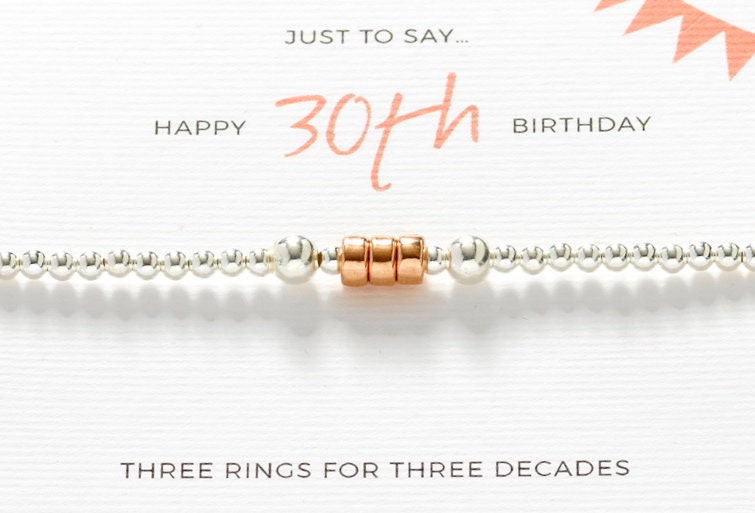 Sterling Silver 30th Birthday Bead Bracelet