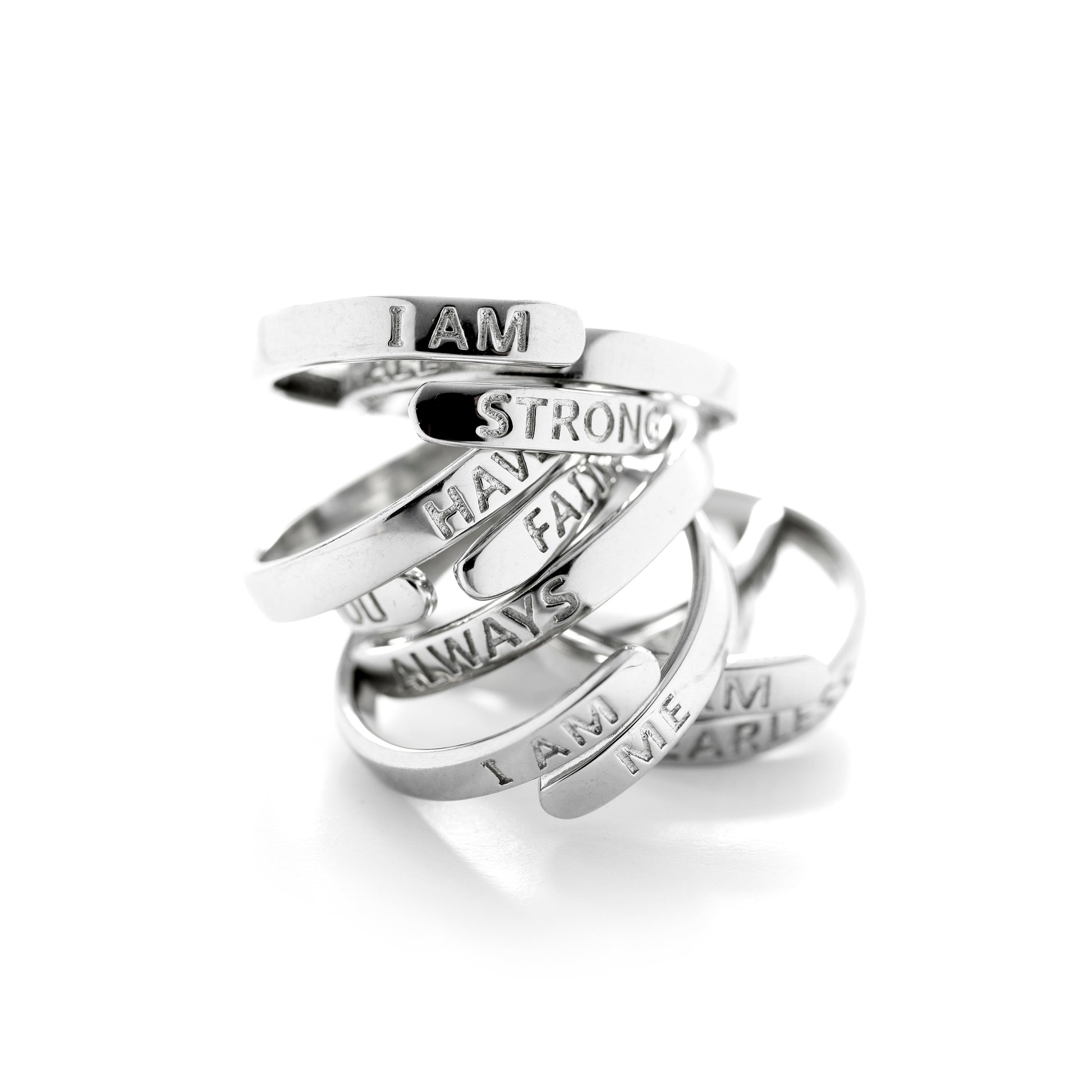 Inhale Exhale Solid Silver Adjustable Ring