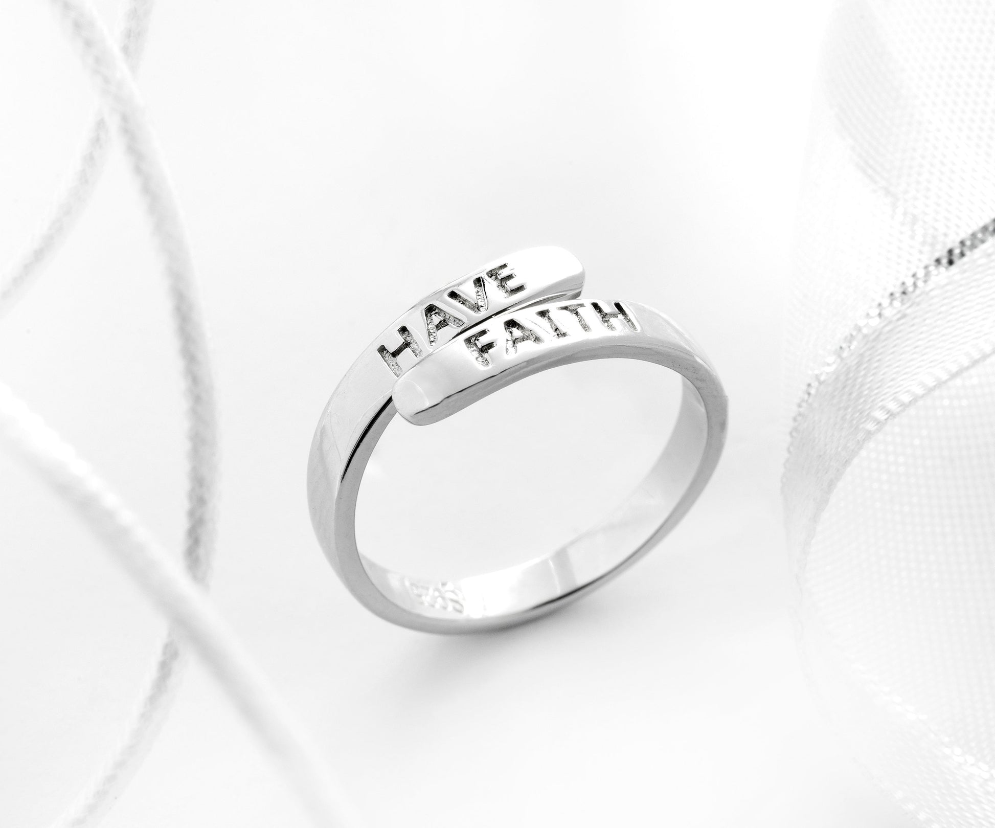 HAVE FAITH Adjustable Ring, Affirmation Ring, Silver Engraved Ring, Faith Ring, Silver Adjustable Ring, Faith Jewellery, Thumb Ring