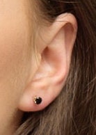 Round Brilliant Cut Black Spinel Gold Stud Earrings, Natural Black Spinel Earrings, Black Spinel Studs, Everyday Earrings, Tiny Earrings