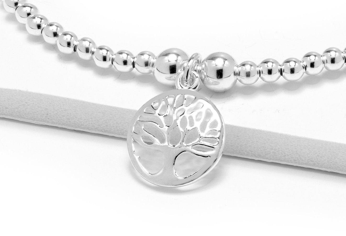 Tree of Life Silver Bead Bracelet | Meaningful Gift for Mum, Daughter, Sister or Friends | Sterling Silver Family Tree Bracelet