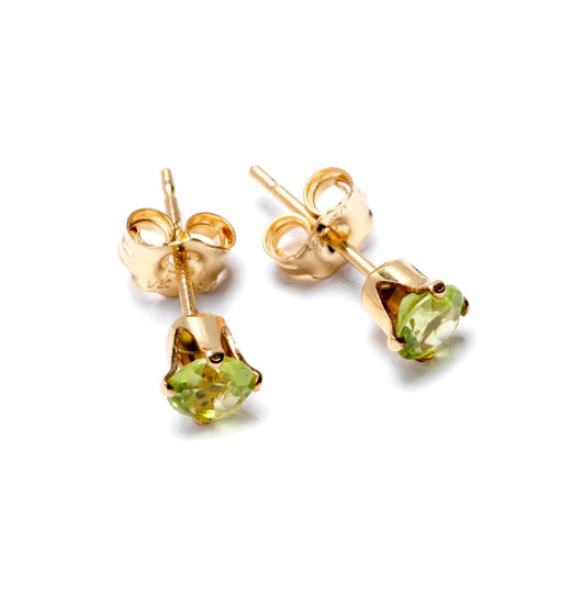 Dainty Gold Filled Peridot Gemstone Earrings - Birthstone Stud Earrings, Gifts for Birthdays & Special Occasions for Women or Girls