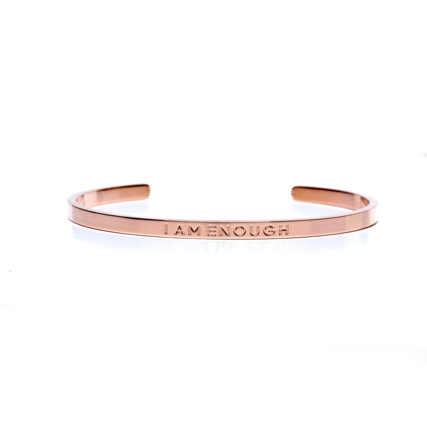 I am Enough Inspirational Cuff Bracelet - Adjustable Size, Stainless Steel, Inspirational Reminder, Gift for Her (Available in 4 Finishes)