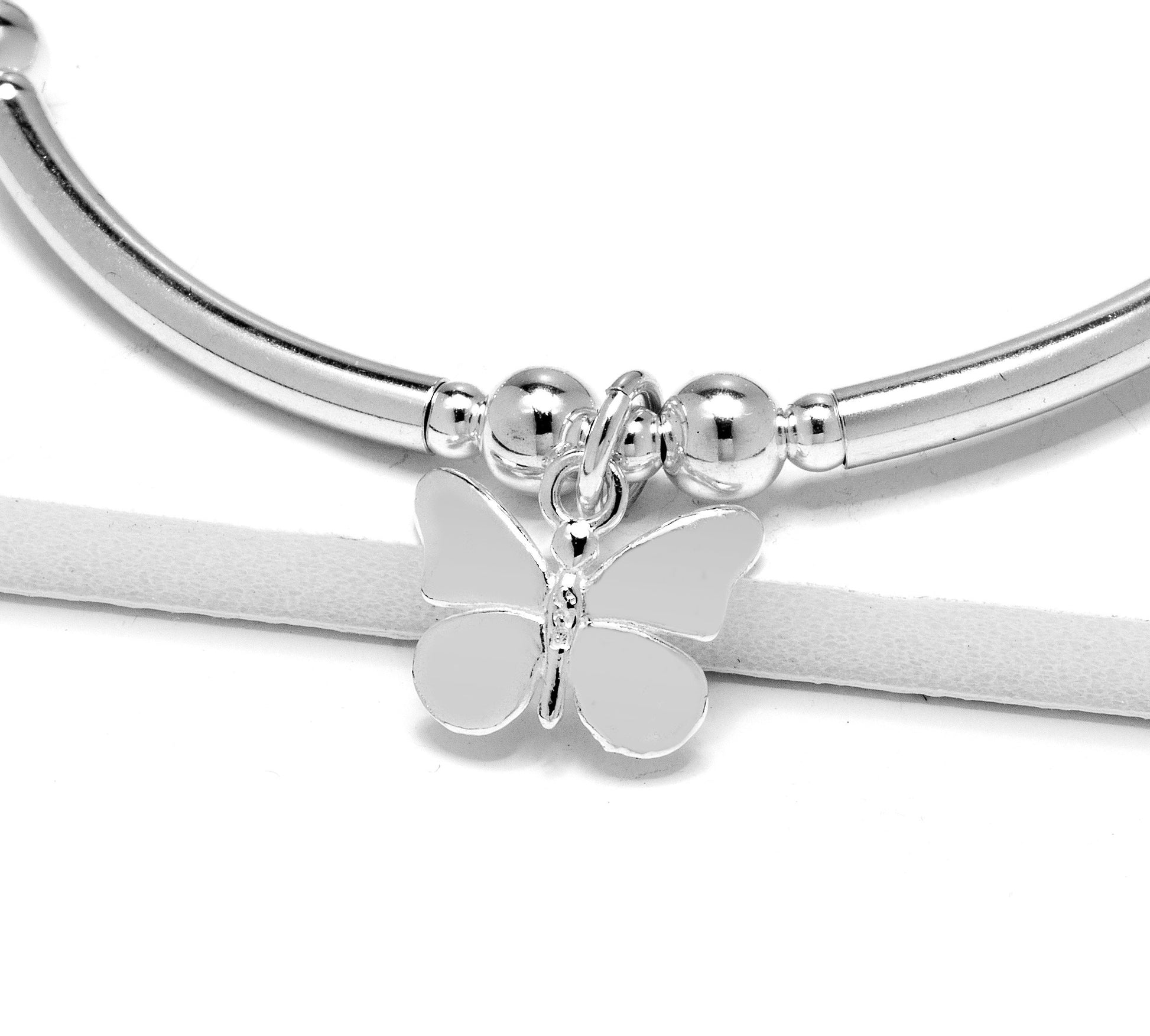 Silver Butterfly Bracelet Stretch Stackable Bracelet Gift For Her