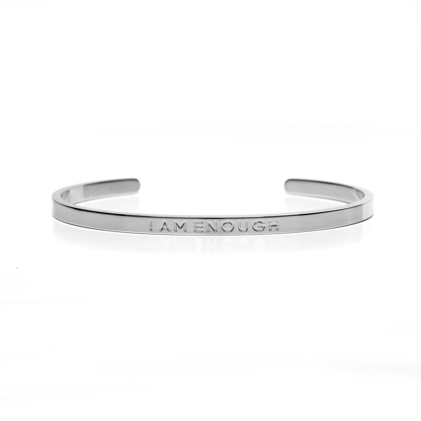 I am Enough Inspirational Cuff Bracelet - Adjustable Size, Stainless Steel, Inspirational Reminder, Gift for Her (Available in 4 Finishes)