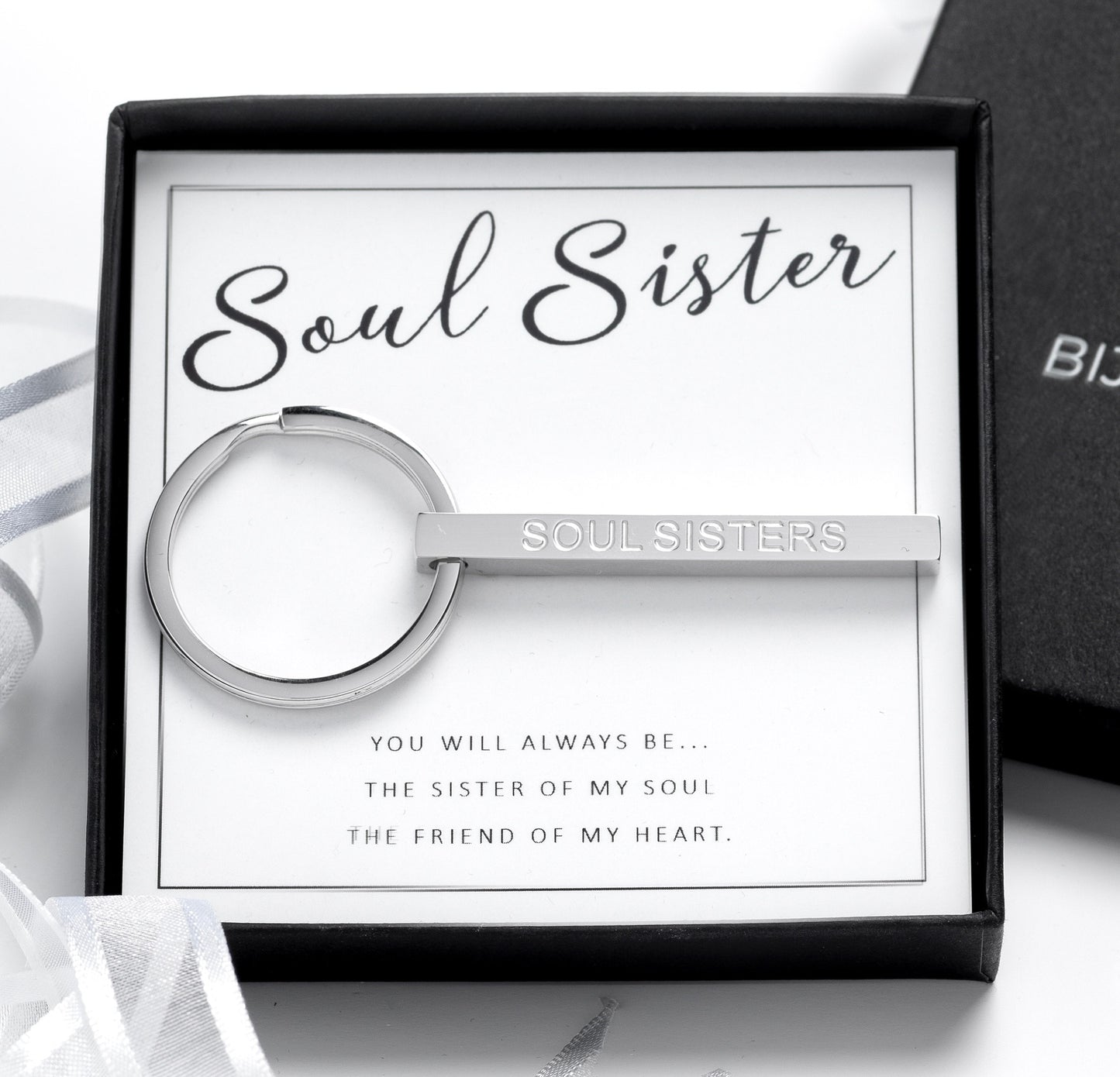 Soul Sisters Engraved Bar Keyring - Best Friend Gift, BFF Gift, Soul Sister Gift, Friendship Keychain, Unique Friend Gift with Gift Bag