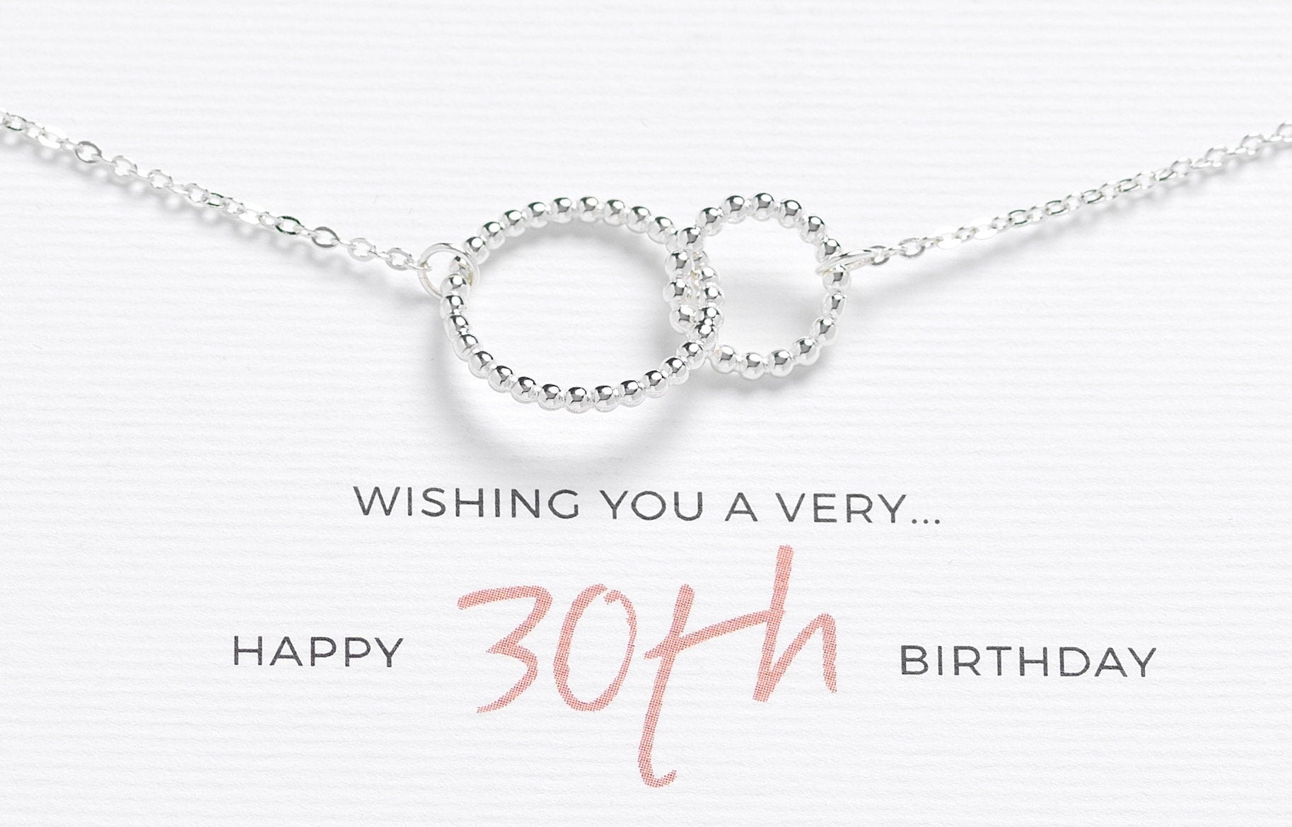 Sterling Silver 30th Birthday Necklace – Classic Interlinked Circles Design for a Milestone Gift