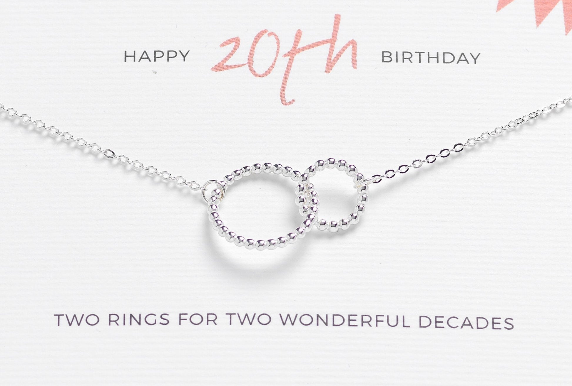 20th birthday gift for woman • 2 rings for 2 decades • Meaningful 20th birthday necklace • Interlocking circles Sterling Silver jewellery