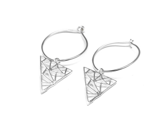 Geometric Earrings/Silver Geometric Earrings/Silver Dangle Earrings/Sterling silver Earrings/Triangle Dangle Earrings/Geometric Jewellery