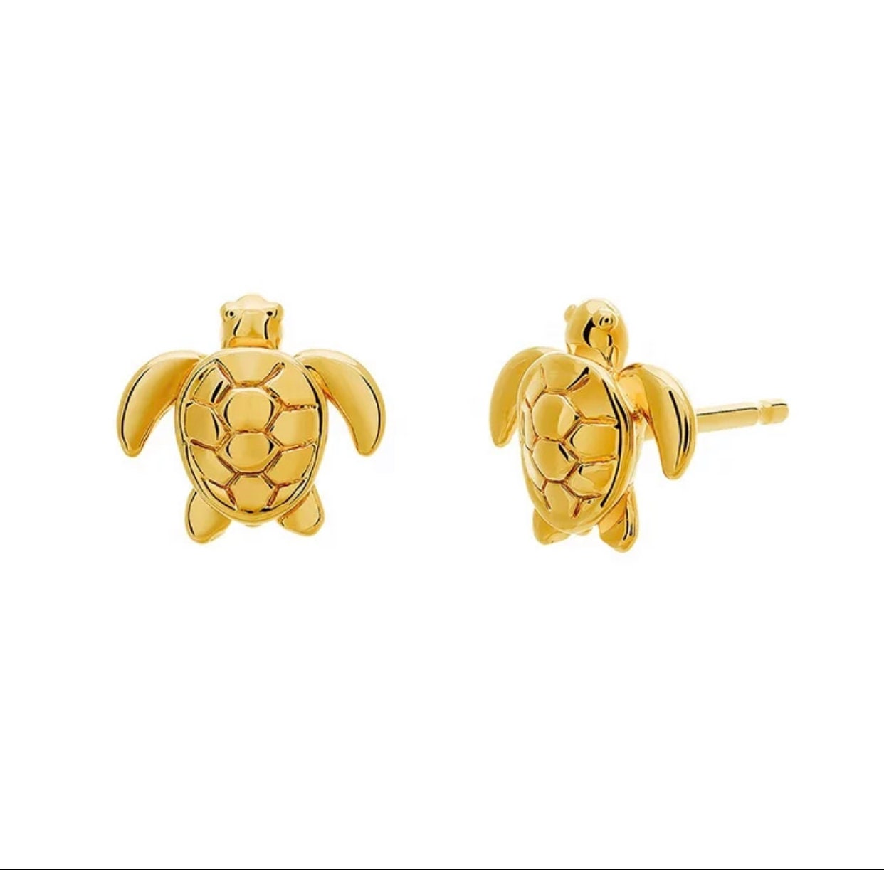 Silver Turtle Studs, Turtle Earrings, 14K Solid Gold Adorable Turtle Stud Earrings, Tiny Turtle Pushback Studs 7 x 8 Turtle Animal Earrings