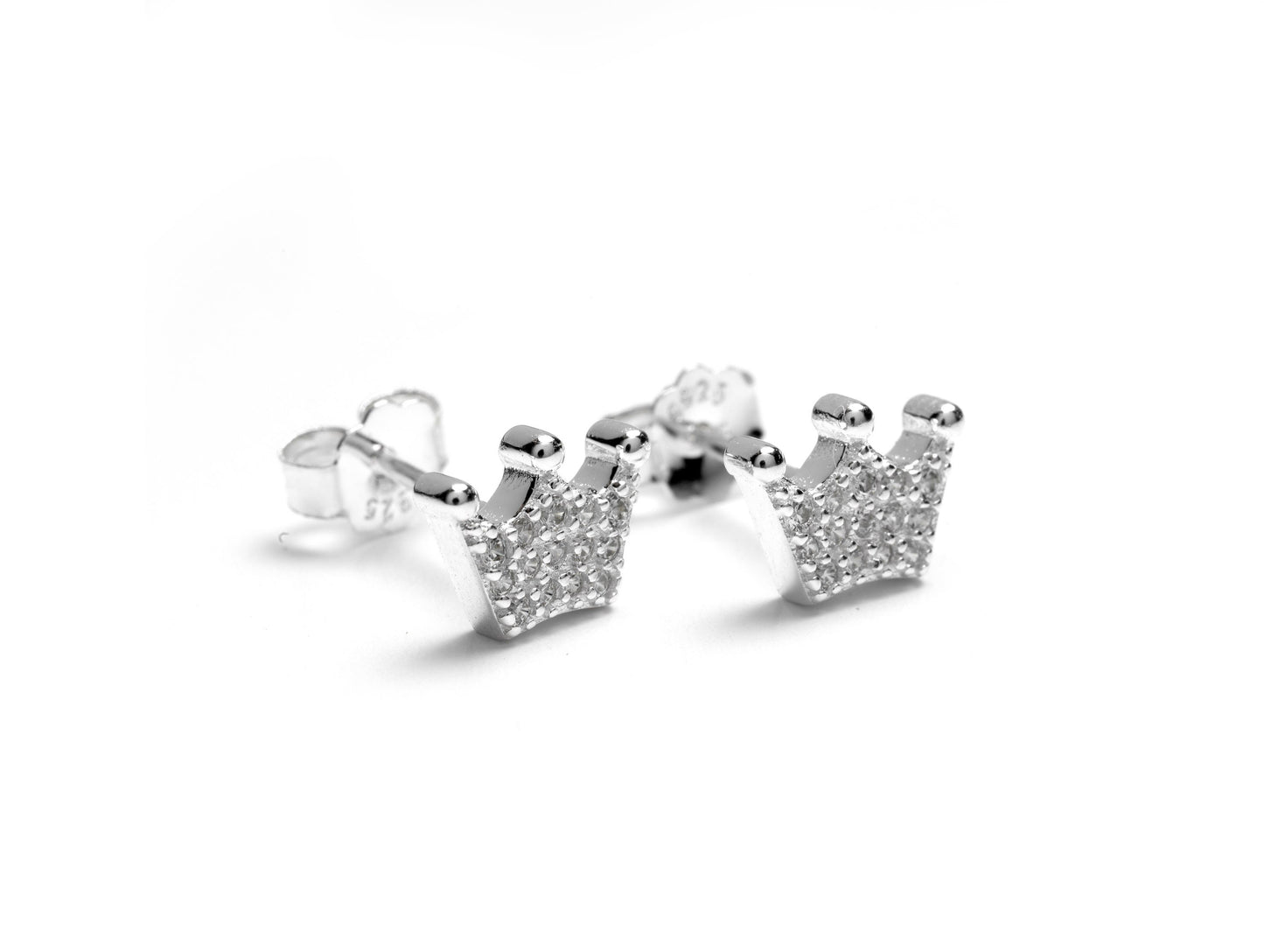 Silver Crown Studs, Gold Crown Studs, Sparkly Studs With Crowns, Princess Studs, Tiny CZ Studs, Crown Earrings, Silver Crown Earrings, Gift