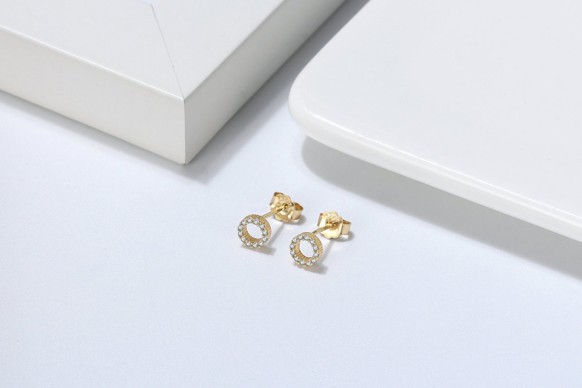 Tiny Circle Earrings Gold or Silver Geometric Small Studs 14k Gold Studs Minimalist Earrings. Open Circle Studs Solid Silver Studs. Gift