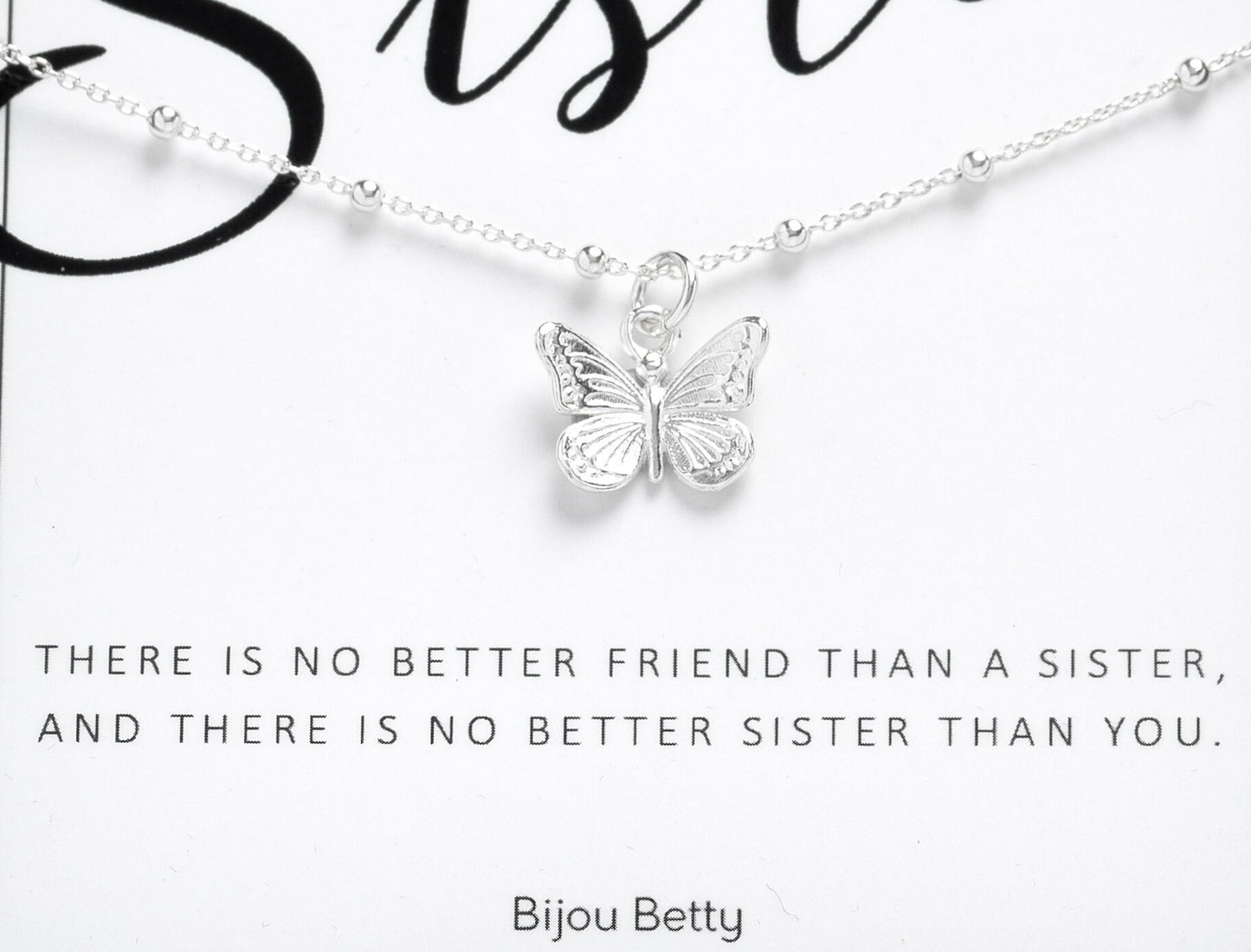 Sister Gift - Sterling Silver Butterfly Necklace, Sisters Necklace, Sister Birthday Gift, Big Sister, Little Sister Gift, Gift Ideas Sister