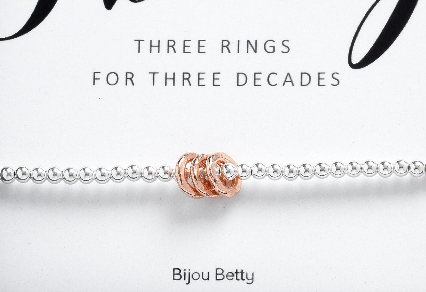 30th Birthday Gift - Sterling Silver and Rose Gold Vermeil Bracelet, 30th Birthday Idea, 30th Bracelet, 3 Rings For 30th, 30th Jewellery