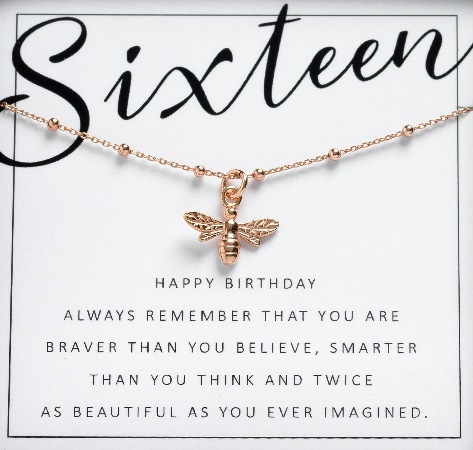 16th Birthday Gift For Girl, 16th Birthday Gift for Daughter, Sister, Friend, Niece, Rose Gold, Silver Bee Necklace, 16th Birthday Jewellery